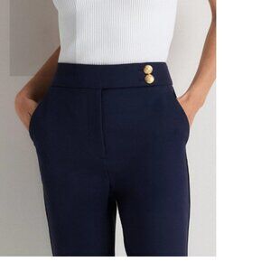 Quince Scuba Slim Ankle Pants High Rise Size 14 Deep Navy Travel Work